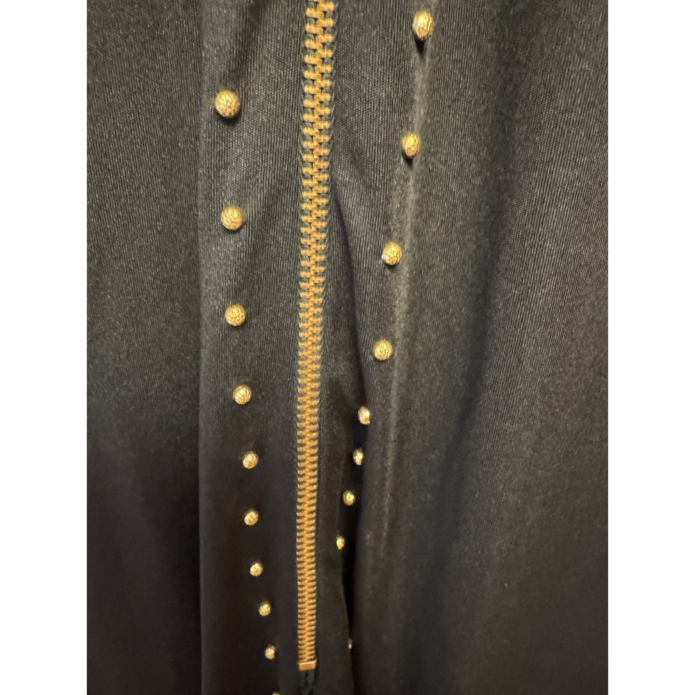 Vintage 1970s Bernie Bee New York Wide Leg Palazzo Jumpsuit Black Studded Zip MD - Picture 13 of 16